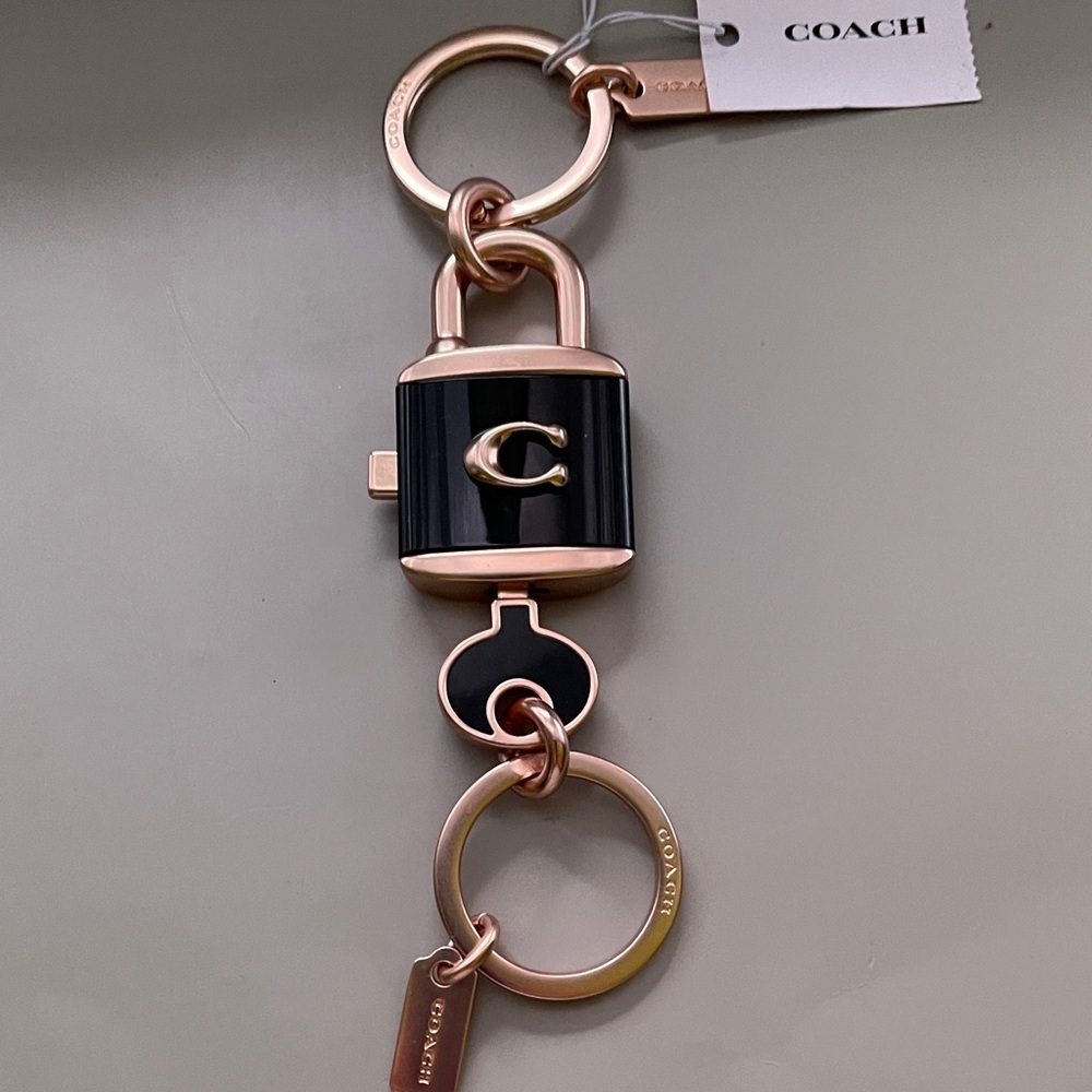 Coach Black and Rose Gold Padlock Key Holder or Charm Very Cool Coach - Picture 6 of 7
